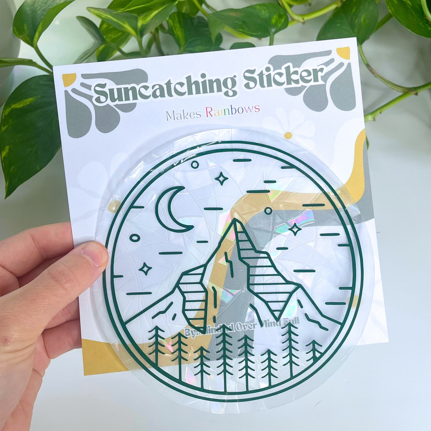 Mountain + Forest Suncatcher Sticker | Rainbow Window Cling