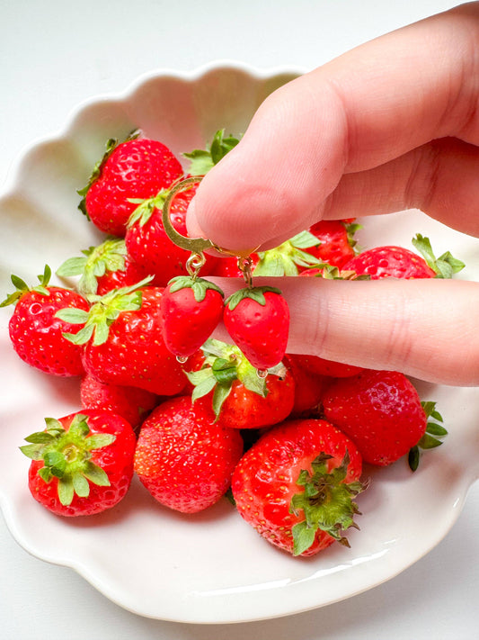 Strawberry Charm Huggie