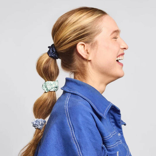 Ruched Satin Scrunchies 5pc Set - Garden Bouquet