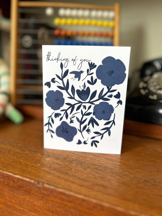 Thinking of You Blue Sympathy Greeting Card