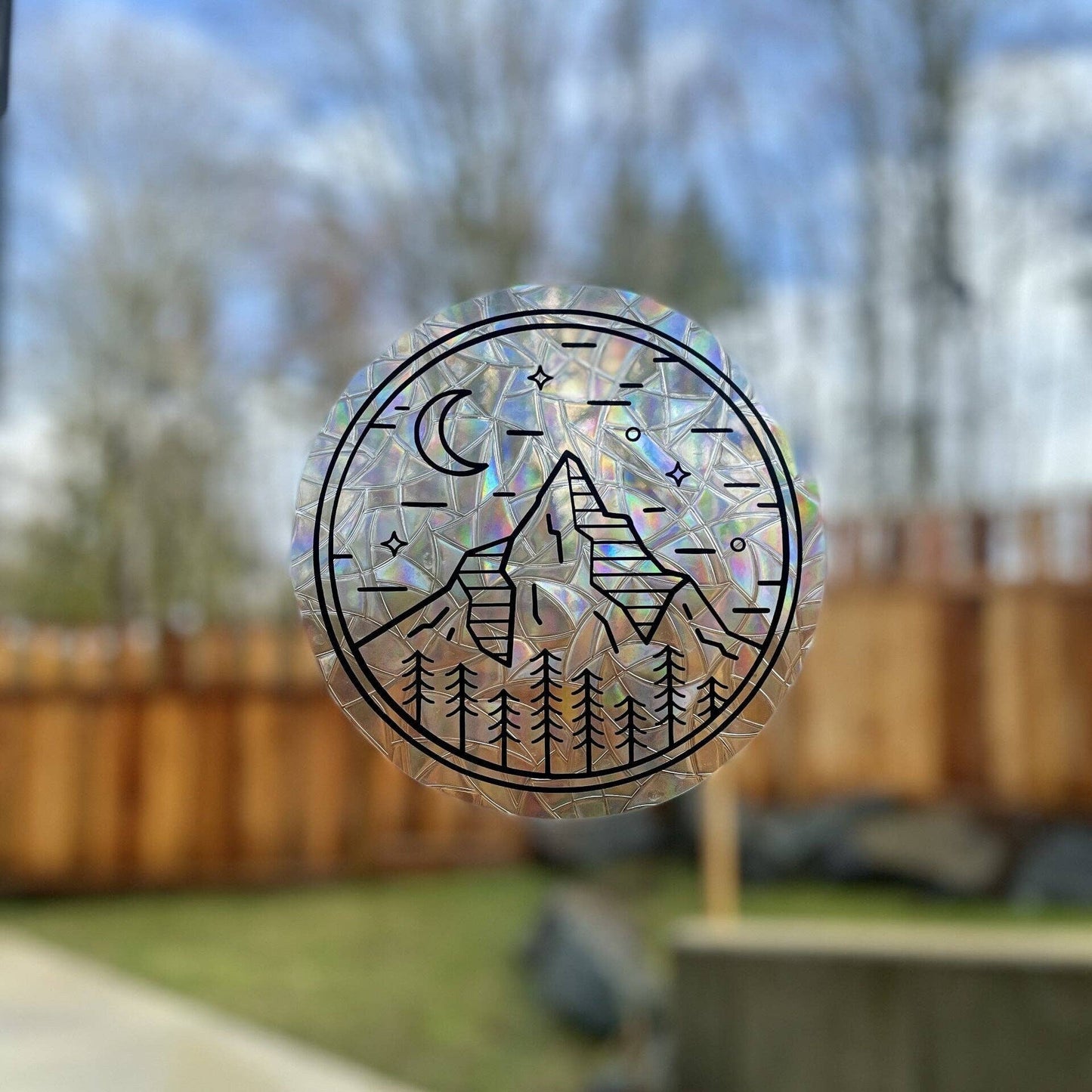 Mountain + Forest Suncatcher Sticker | Rainbow Window Cling