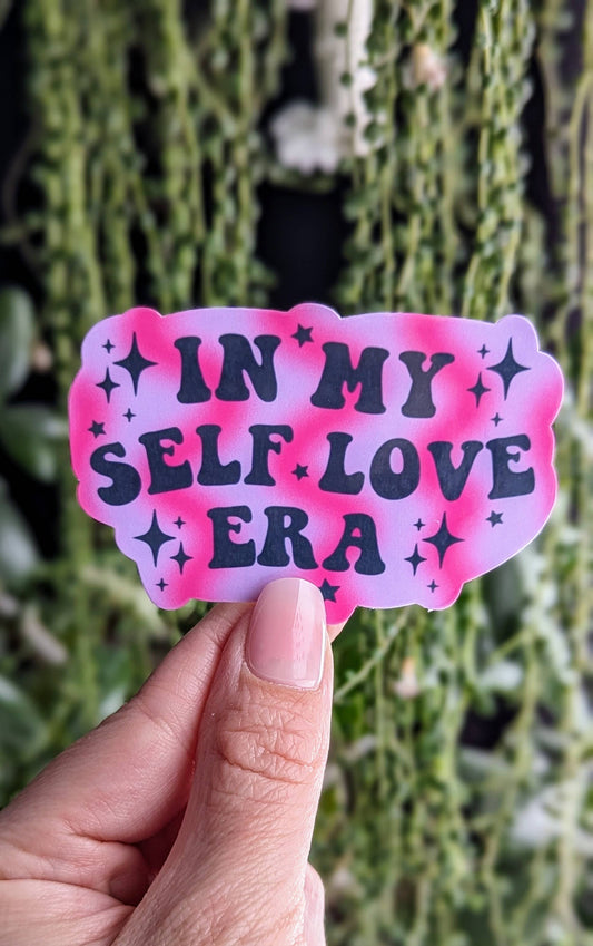 In my self love era vinyl sticker, positive affirmation