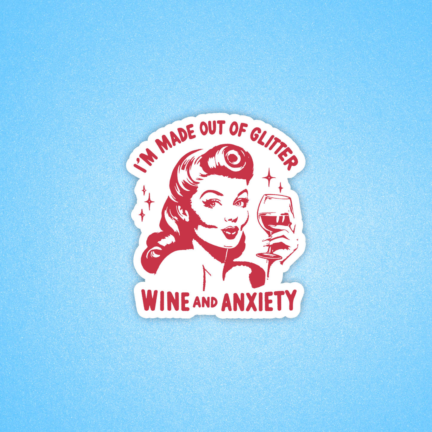 Anxiety sticker, Funny vintage sticker, Retro sticker