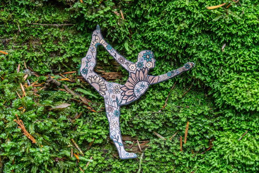 Floral Dancer's Pose Sticker | Yoga Sticker | Hand Drawn