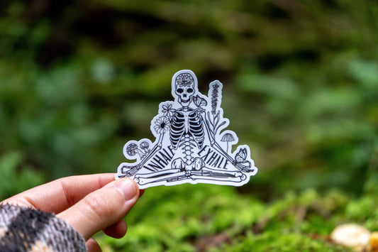 Meditating Skeleton Sticker | Yoga Sticker