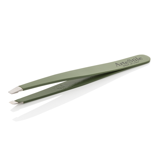 Slant Tip Tweezers in Olive