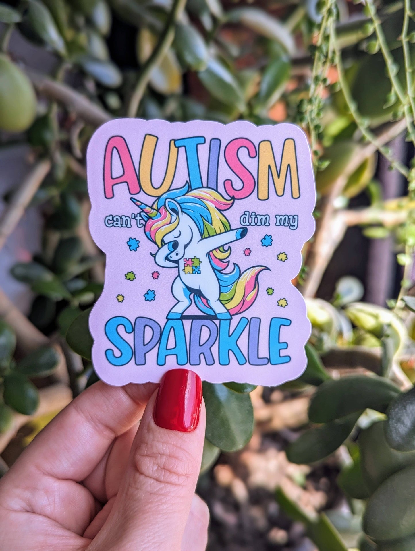 Autism can't dim my sparkle vinyl sticker, neurodivergent
