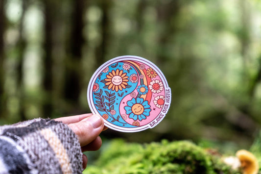 Balance Over Hustle Sticker | Mental Health Retro Sticker