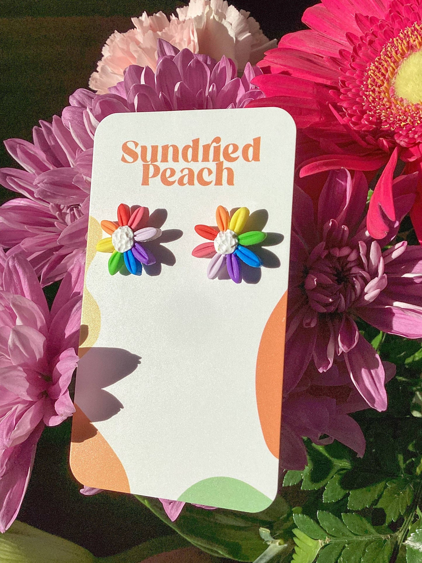Rainbow Flower Studs
