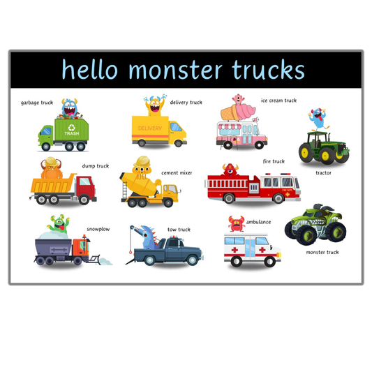 Monster Truck Kids Placemat – Double-Sided & Wipeable