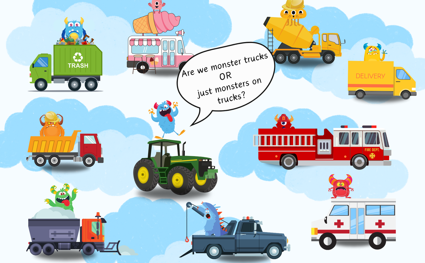 Hello Monster Trucks! (a Book of Trucks with Monsters on Top