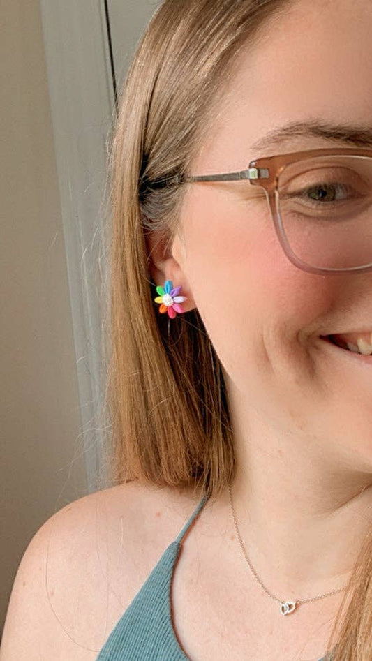 Rainbow Flower Studs