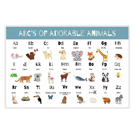 ABC Kids Placemat – Cute Animals – Double-Sided & Wipeable