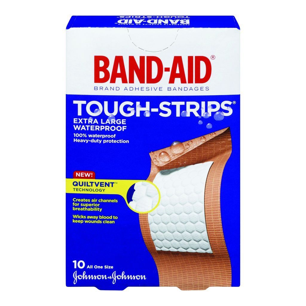 20 BAND-AID BRAND ADHESIVE BANDAGES TOUGH STRIPS BOX 5X STRONGER HEAVY DUTY  OS