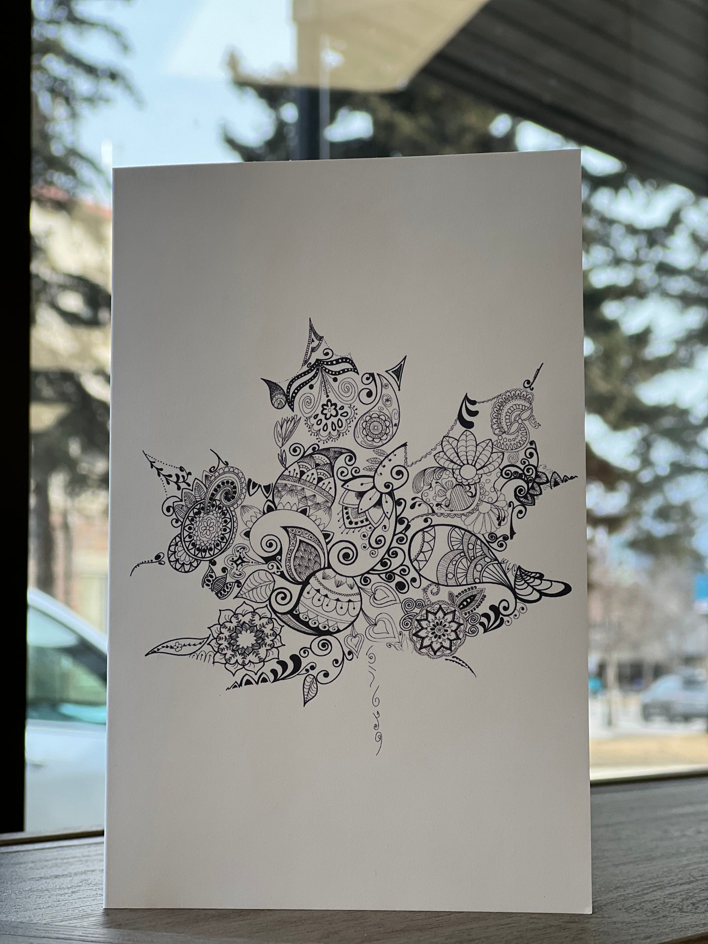 Hand-Drawn Maple Leaf Card