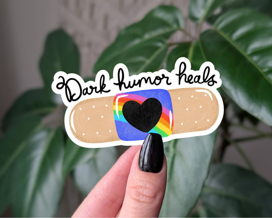 Dark humor heals vinyl sticker