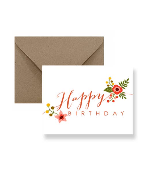 Floral Happy Birthday Card