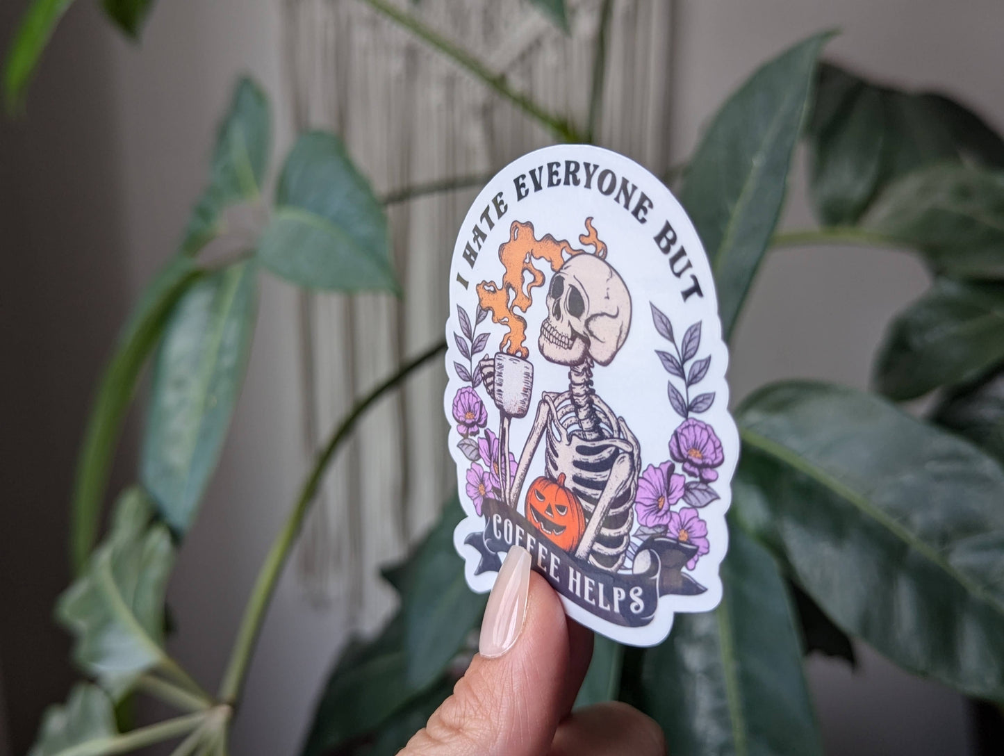 I hate everyone but coffee helps vinyl sticker