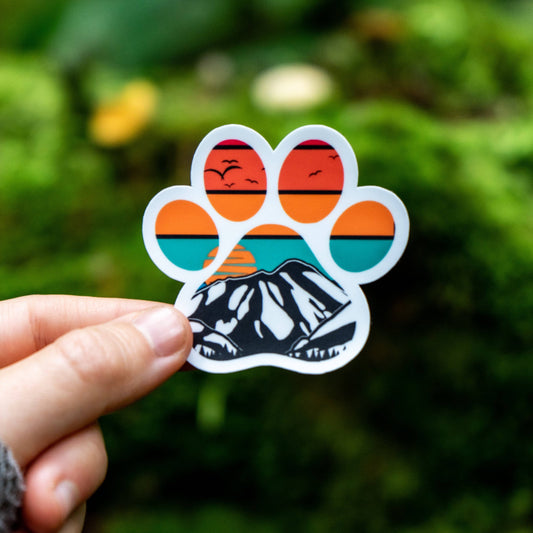 Mountain Sunset Paw Print Sticker | Animal Lover | Matte