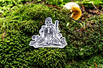 Meditating Skeleton Sticker | Yoga Sticker