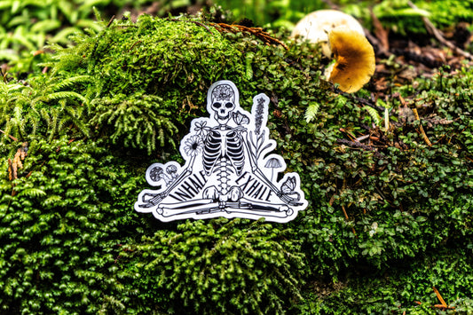 Meditating Skeleton Sticker | Yoga Sticker