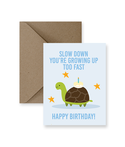 Slow Down Turtle Birthday Greeting Card
