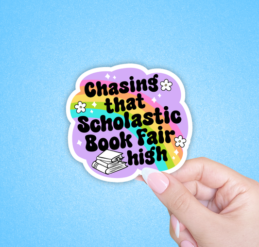 Scholastic book fair high, Laptop sticker, Bookish sticker