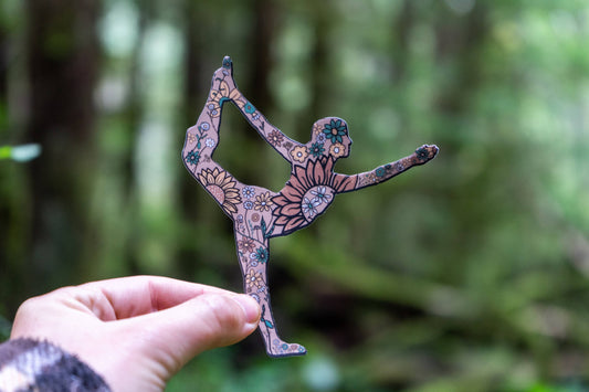 Floral Dancer's Pose Sticker | Yoga Sticker | Hand Drawn