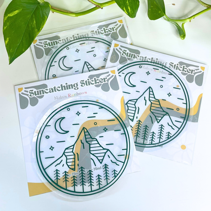 Mountain + Forest Suncatcher Sticker | Rainbow Window Cling