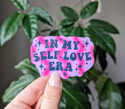 In my self love era vinyl sticker, positive affirmation
