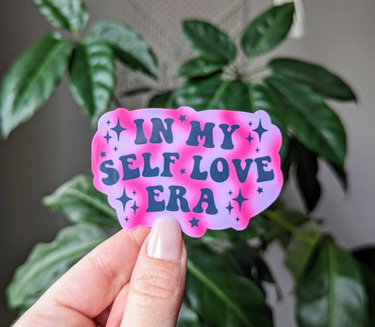 In my self love era vinyl sticker, positive affirmation