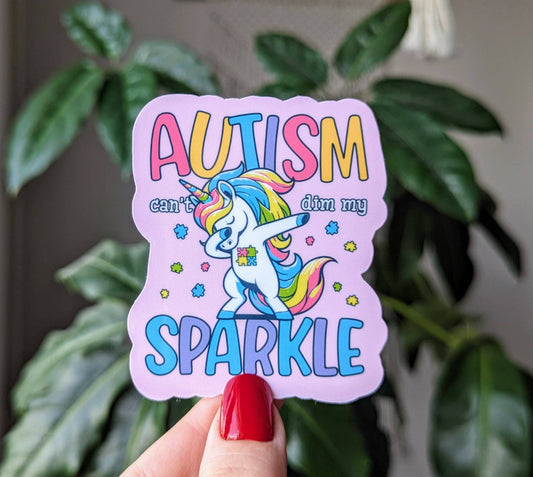 Autism can't dim my sparkle vinyl sticker, neurodivergent