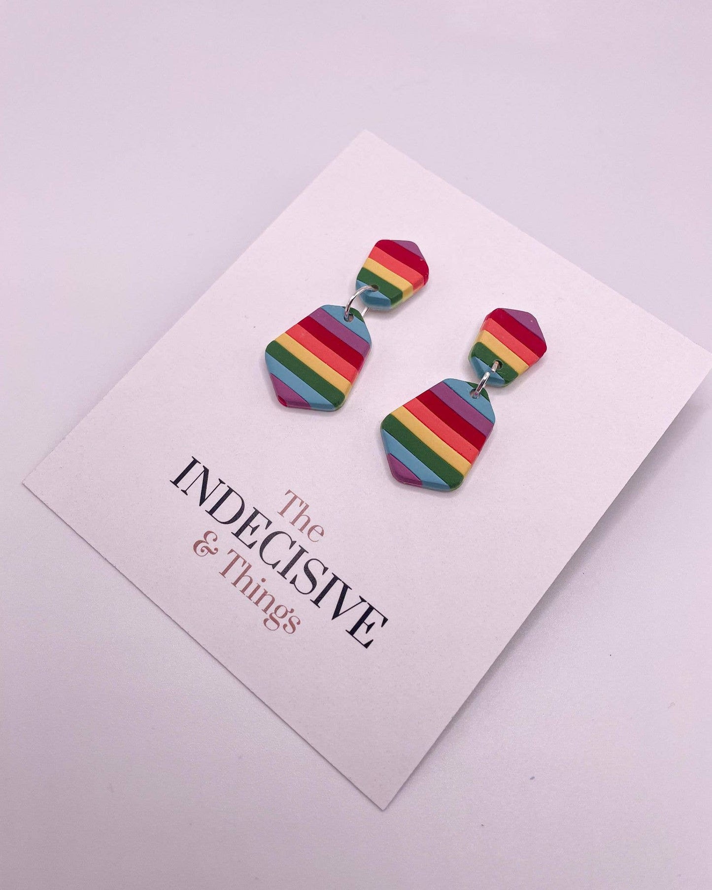 Rainbow Striped Small Dangle Earrings