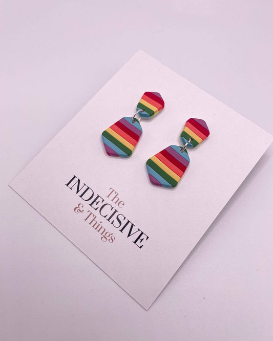 Rainbow Striped Small Dangle Earrings