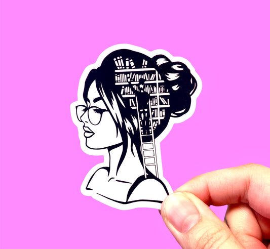 Girl who loves books, Bookish sticker, Kindle sticker