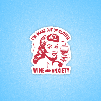Anxiety sticker, Funny vintage sticker, Retro sticker