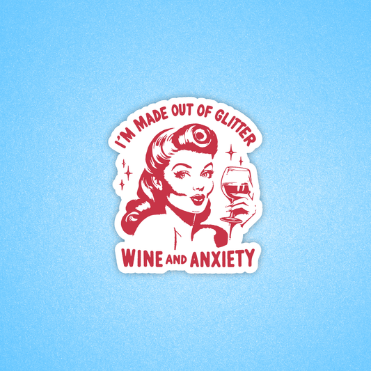 Anxiety sticker, Funny vintage sticker, Retro sticker