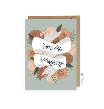"You are Amazing" Sage Floral Card