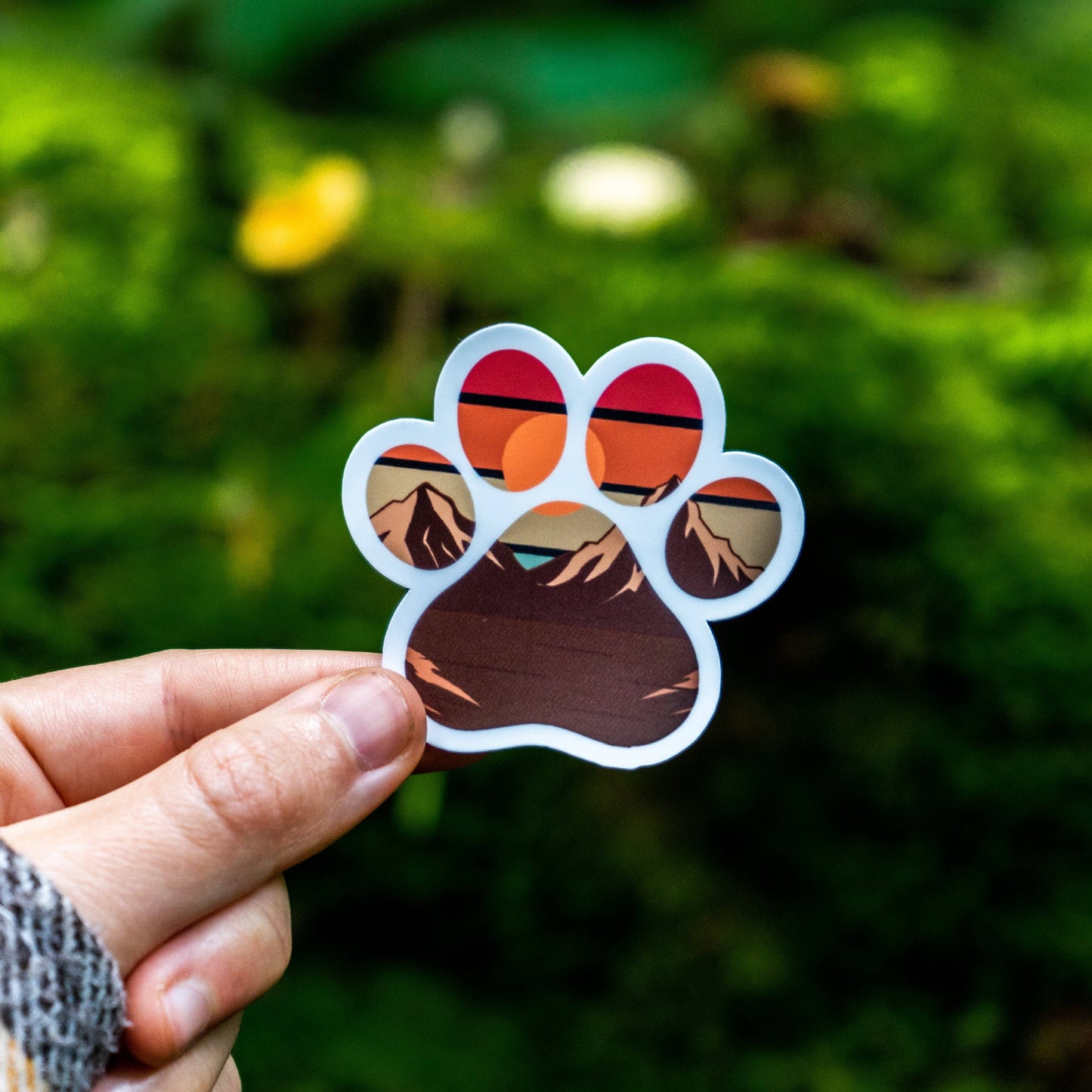 Mountain Sunset Paw Print Sticker | Animal Lover | Matte