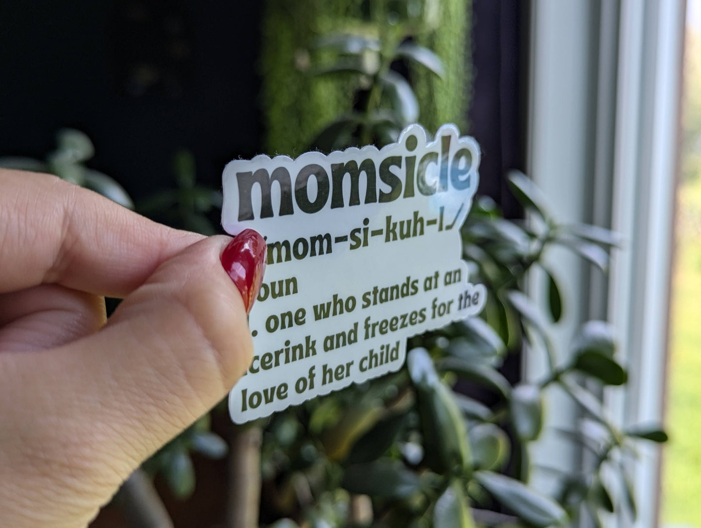 Momsicle funny vinyl sticker for hockey moms, hockey merch