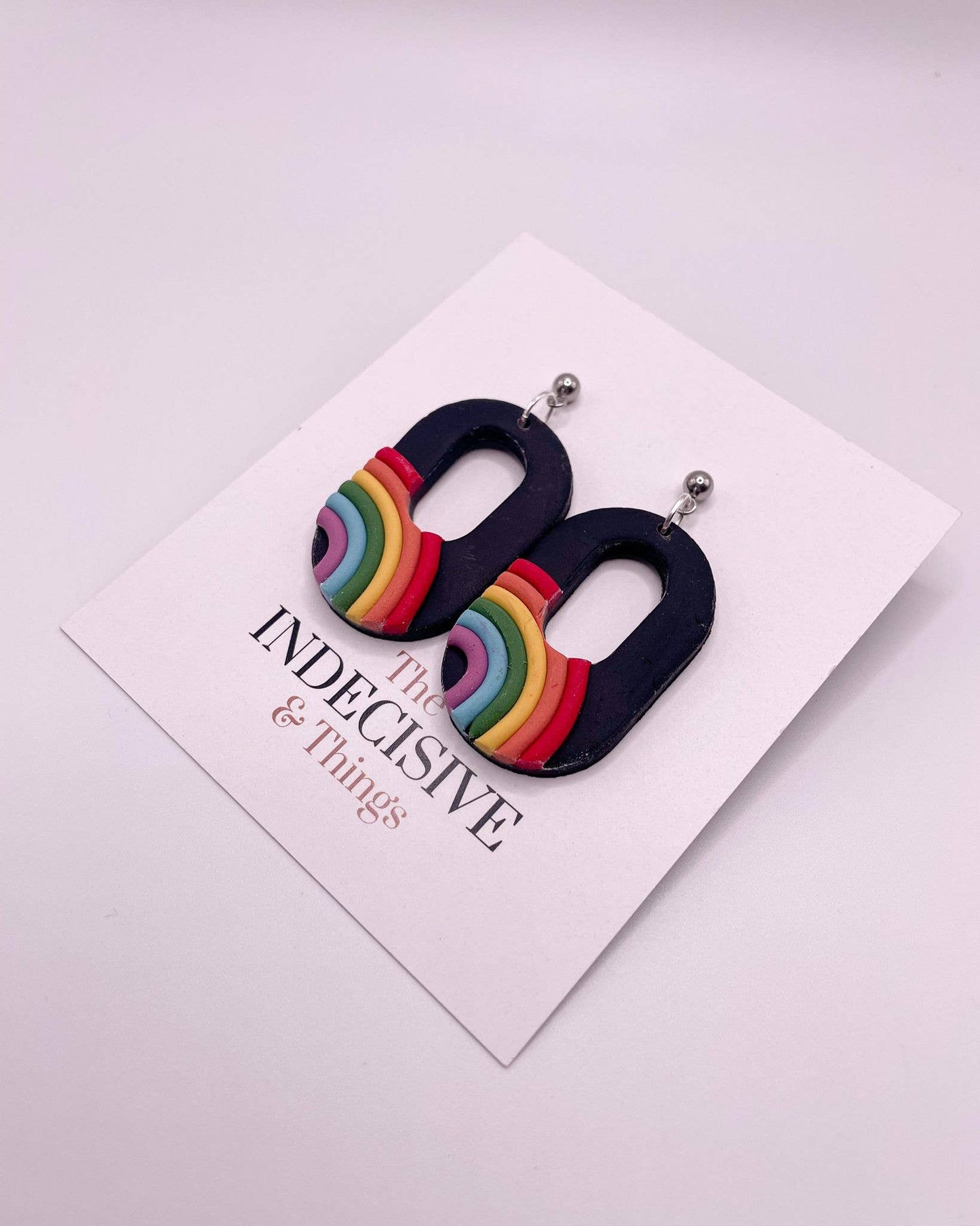 Pride Rainbow Dangle Earrings (Long Ovals)