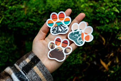 Mountain Sunset Paw Print Sticker | Animal Lover | Matte