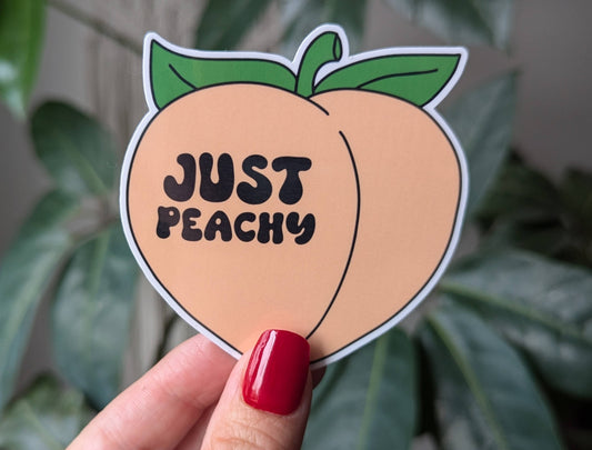 Just peachy vinyl sticker, trendy stickers for water bottle