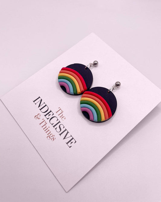 Pride Rainbow Dangle Earrings (Circle Style)