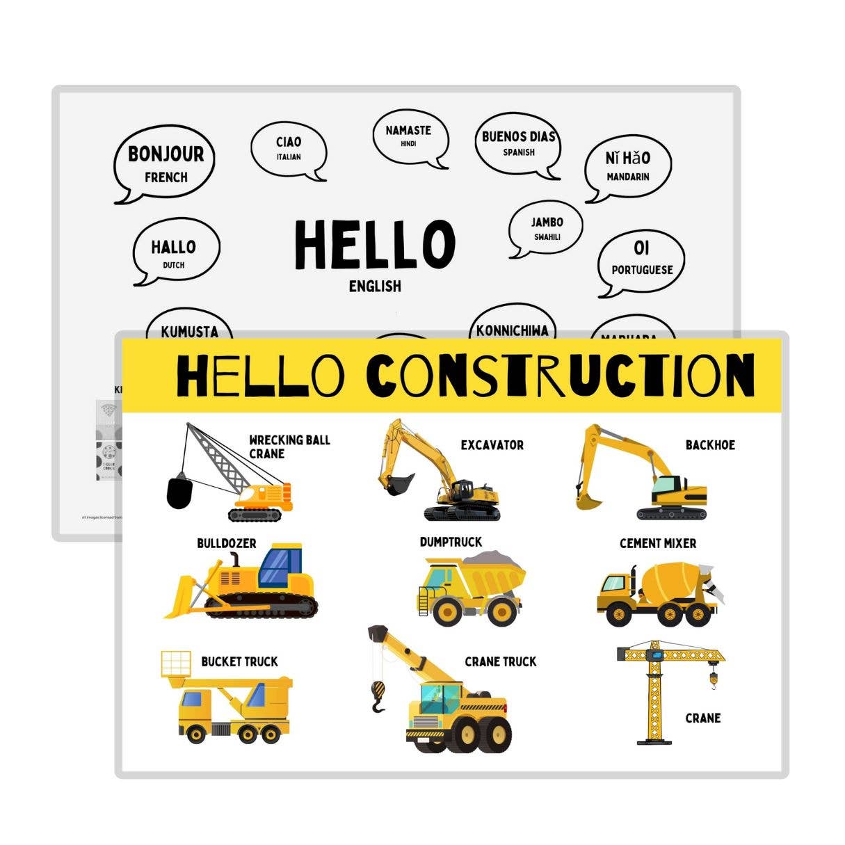 Construction Kids Placemat – Double-Sided & Wipeable
