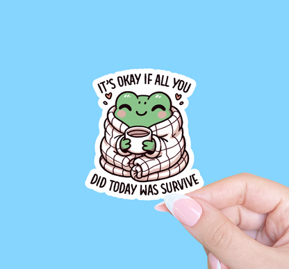 Mental health sticker, Laptop sticker, Cute frog sticker