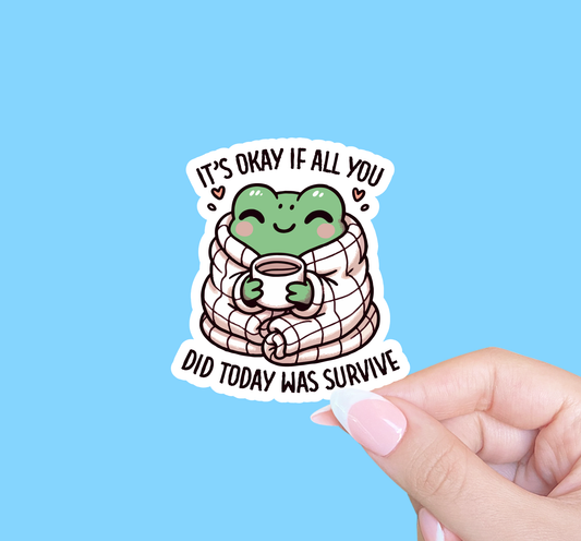 Mental health sticker, Laptop sticker, Cute frog sticker