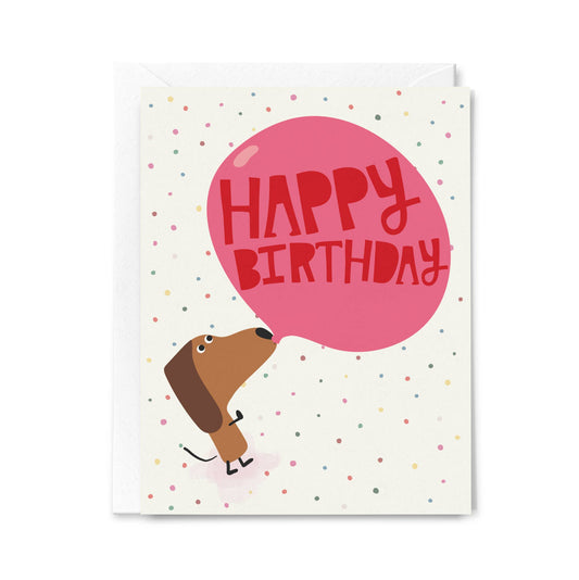 Happy Birthday Bubble Gum Dachshund Greeting Card