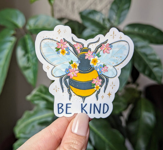 Be kind vinyl sticker, motivational bee sticker