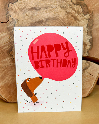 Happy Birthday Bubble Gum Dachshund Greeting Card